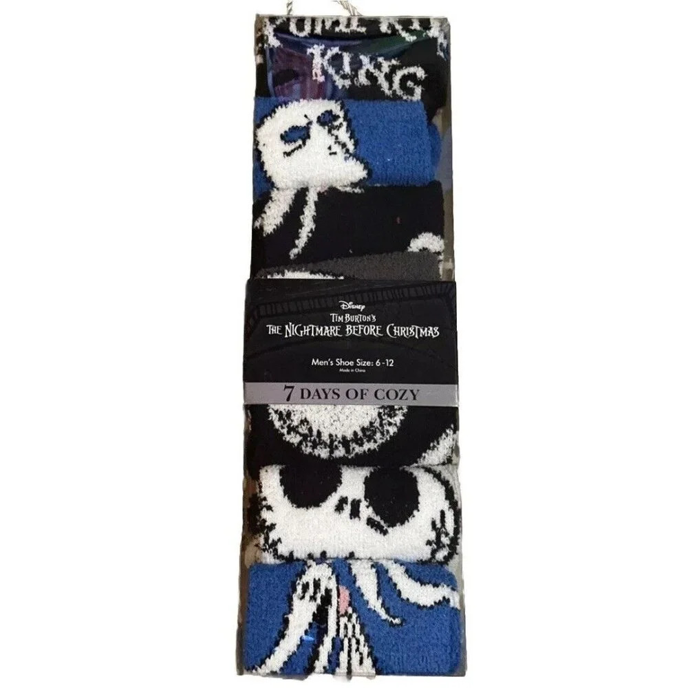 Disney Men’s Size 6-12 The Nightmare Before Christmas 7 Days of Cozy Crew Socks.